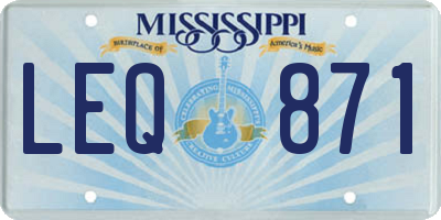 MS license plate LEQ871
