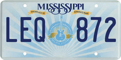 MS license plate LEQ872