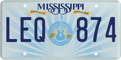 MS license plate LEQ874