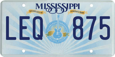 MS license plate LEQ875