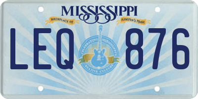 MS license plate LEQ876