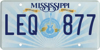 MS license plate LEQ877