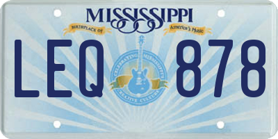 MS license plate LEQ878