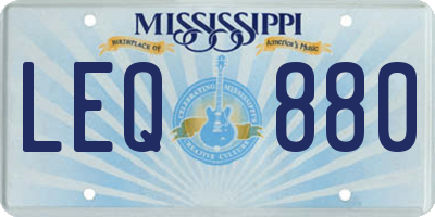 MS license plate LEQ880