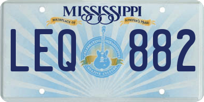 MS license plate LEQ882