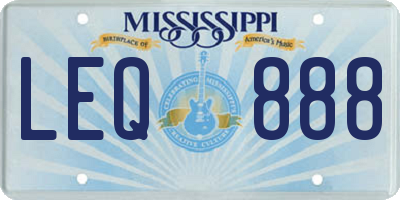MS license plate LEQ888
