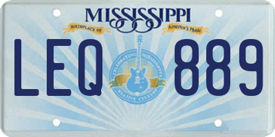MS license plate LEQ889