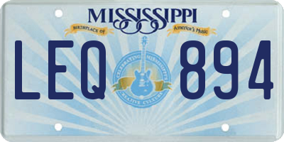 MS license plate LEQ894
