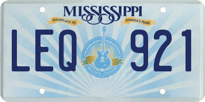 MS license plate LEQ921