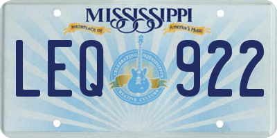 MS license plate LEQ922