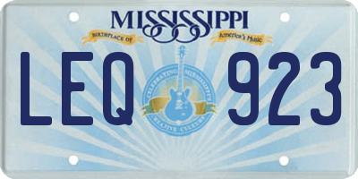 MS license plate LEQ923