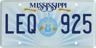 MS license plate LEQ925