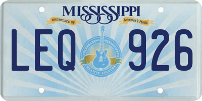 MS license plate LEQ926