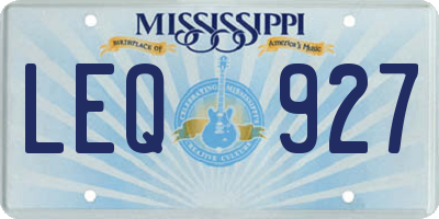 MS license plate LEQ927