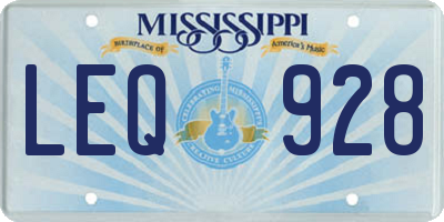 MS license plate LEQ928