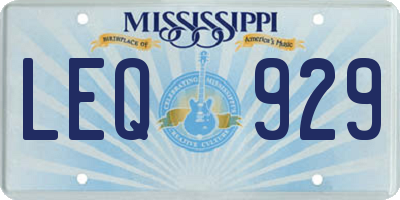 MS license plate LEQ929