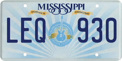 MS license plate LEQ930
