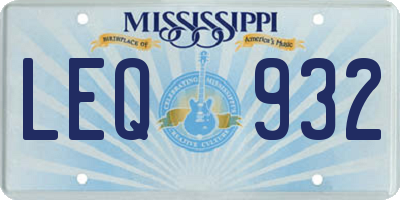 MS license plate LEQ932