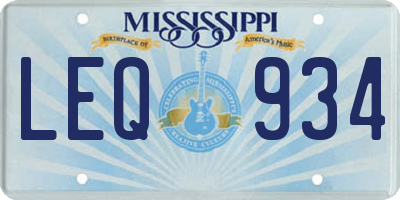 MS license plate LEQ934