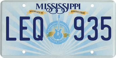 MS license plate LEQ935