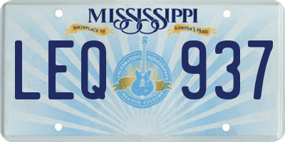 MS license plate LEQ937