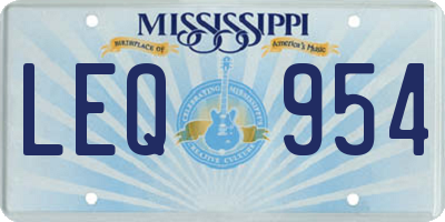 MS license plate LEQ954
