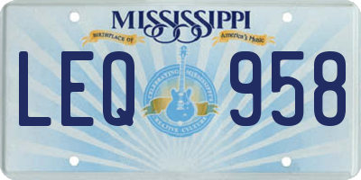 MS license plate LEQ958