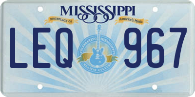 MS license plate LEQ967