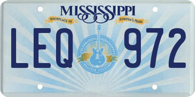 MS license plate LEQ972