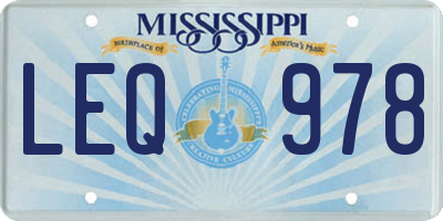MS license plate LEQ978