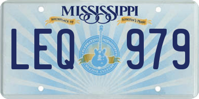 MS license plate LEQ979