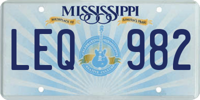MS license plate LEQ982