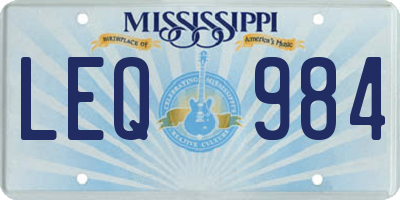 MS license plate LEQ984