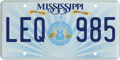 MS license plate LEQ985