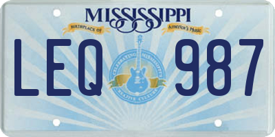 MS license plate LEQ987