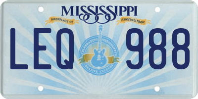MS license plate LEQ988