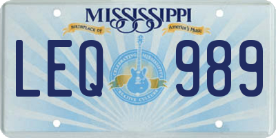 MS license plate LEQ989