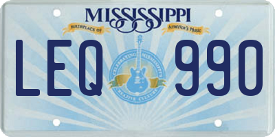 MS license plate LEQ990