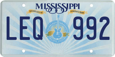 MS license plate LEQ992