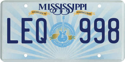 MS license plate LEQ998