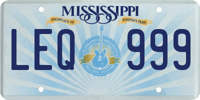 MS license plate LEQ999
