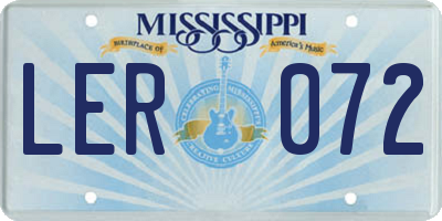 MS license plate LER072