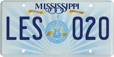 MS license plate LES020