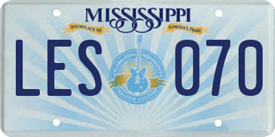 MS license plate LES070