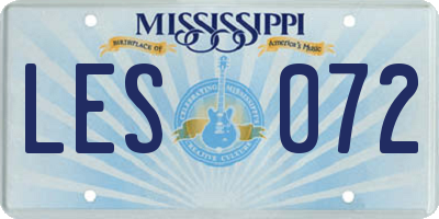 MS license plate LES072