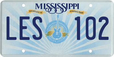 MS license plate LES102