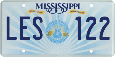 MS license plate LES122