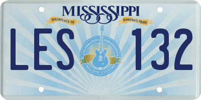 MS license plate LES132