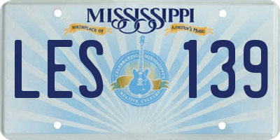 MS license plate LES139