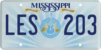MS license plate LES203